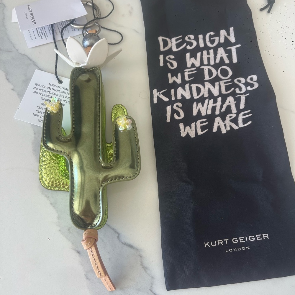 Kurt Geiger London Cactus Bag Charm Keychain NWT Rare Statement Designer Access